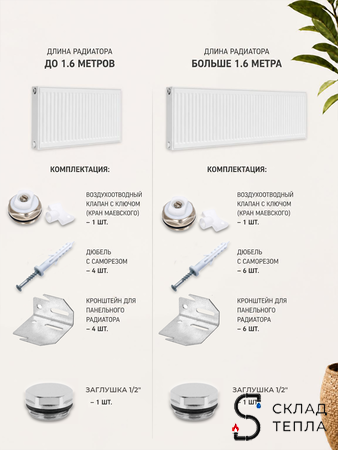 Радиатор панельный VALFEX Compact тип 22 - 300x500 мм (подкл.боковое, 705 Вт). Вид 5.