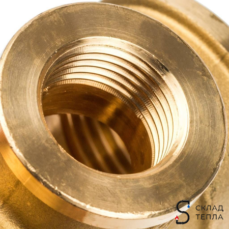 Тройник латунный резьбовой переходной STOUT (ВР) - 1" x 1/2" x 1". Вид 7.