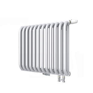 Радиатор 2 трубчатый Rommer Ventil 500 - 12 секций (нижнее подключение, цвет белый RAL9016)