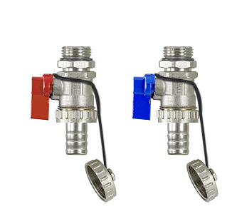 Кран шаровой дренажный со штуцером и заглушкой 1/2" (пара) Кран шаровой дренажный со штуцером и заглушкой 1/2' (пара)