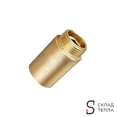 Удлинитель резьбовой TIM - 3/4" длина 40 мм (НР/ВР, цвет латунный). Вид 1.