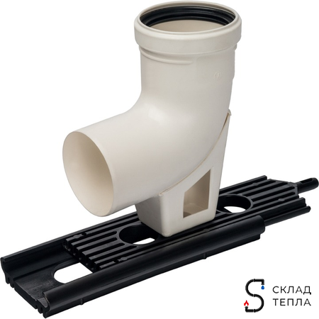 STOUT Элемент дымохода конденсац.угол 87° DN80 м/п PP-FE с кронштейном. Вид 7.