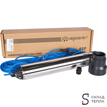 Насос колодезный Aquario ASP2-40-100WA - 0,93 кВт (однофазный, Hmax 70 м, Qmax 50 л/мин, кабель 25м). Вид 1.