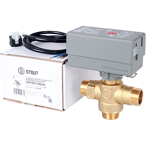 3-Ходовой зональный клапан STOUT с сервоприводом 230V (кабель 1м. НР 1', Kv 8)
