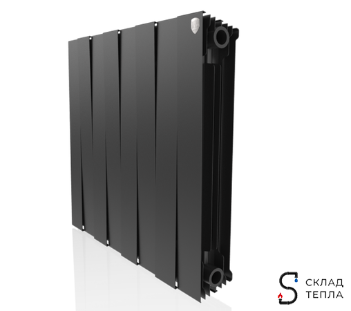 Радиатор биметаллический Royal Thermo PianoForte 500 Noir Sable (Чёрный) - 8 секций. Вид 1.