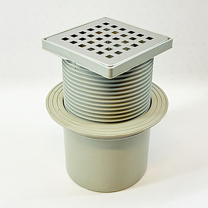 Трап вертикальный регулируемый VALFEX 100х100 с выпуском 110мм (решетка из нерж. стали)