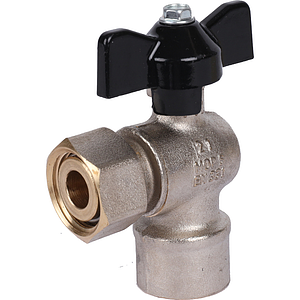 Кран шаровой с накидной гайкой угловой, ВР/накидная гайка, ручка бабочка 1/2'x3/4'