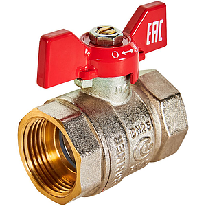 Кран шаровой полнопроходной Rommer - 1' (вн./вн.,PN40, ручка бабочка красная)