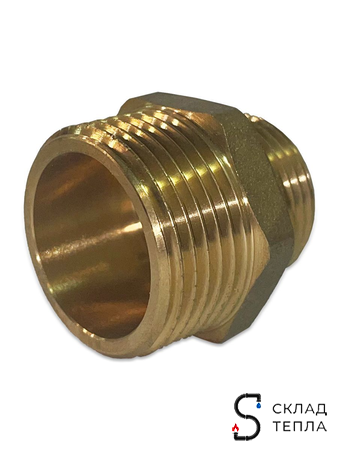 Ниппель латунный резьбовой переходной TIM - 1 1/2" x 1/2" (1шт). Вид 3.