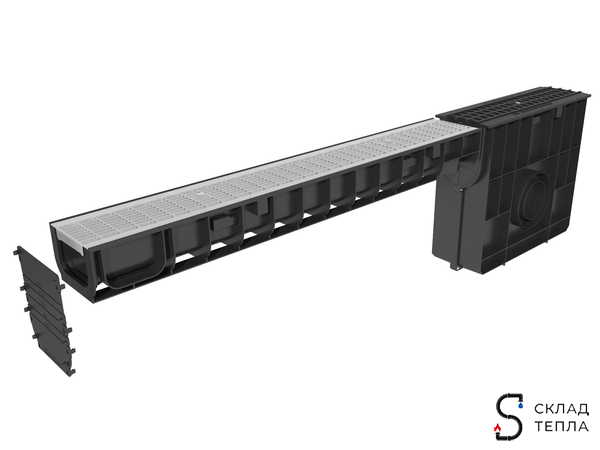 Решетка ячеистая пластиковая для лотка DN100 Gidrolica 500х138 мм. Вид 4.
