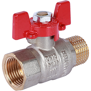 Кран шаровой полнопроходной Rommer - 1/2' (вн./нр.,PN40, ручка бабочка красная)