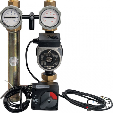 Насосная группа Meibes MK (с электротермостатом 20-80 °С) - 1", с насосом Grundfos UPS 25-60. Вид 5.