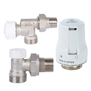 Комплект подключения радиатора STOUT осевой 1/2' х 3/4' EK (PN10, Tmax - 120°С)