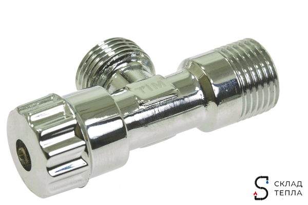 Вентиль угловой TIM - 1/2" x 1/2" (НР/НР, с отражателем, хромированный, 2шт). Вид 12.