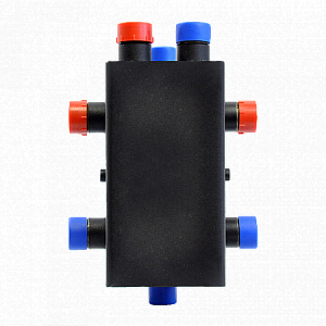 Коллектор котельной разводки с гидравлическим разделителем Rommer- 1'  на 2 контура (черный)