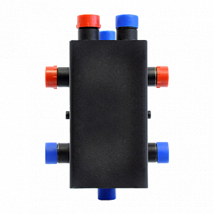 Коллектор котельной разводки с гидравлическим разделителем Rommer- 1'  на 2 контура (черный)