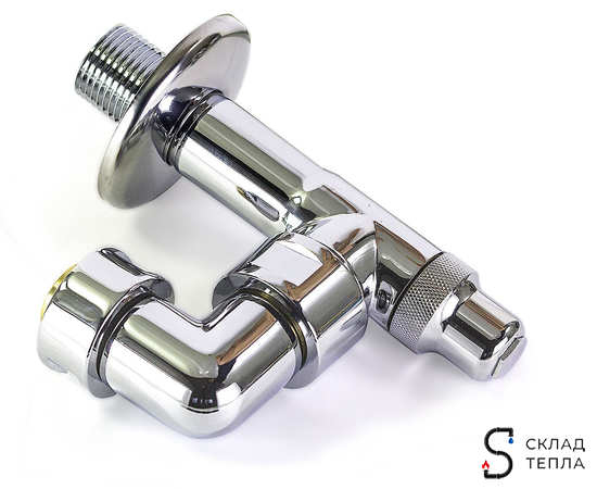 Вентиль угловой поворотный TIM 1" х 1/2" (НГ/НР) для полотенцесушителя (пара). Вид 2.
