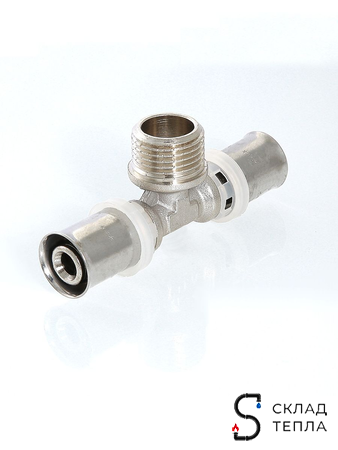 Пресс-тройник с наружной резьбой TIM - 16 x 1/2" (для металлопластиковых труб) 1шт. Вид 4.