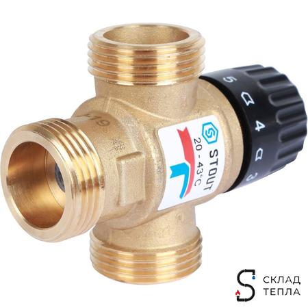 Термостатический смесительный клапан STOUT 1" НР (20°-43°C, KVs 2,5 м³). Вид 8.