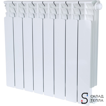 Радиатор биметаллический STOUT SPACE 500 - 8 секций с нижним подключением. Вид 1.
