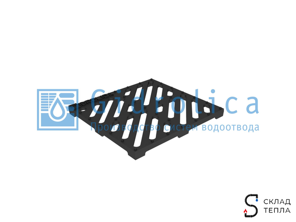 Решетка чугунная щелевая для дождеприемника Gidrolica 300х300. Вид 3.