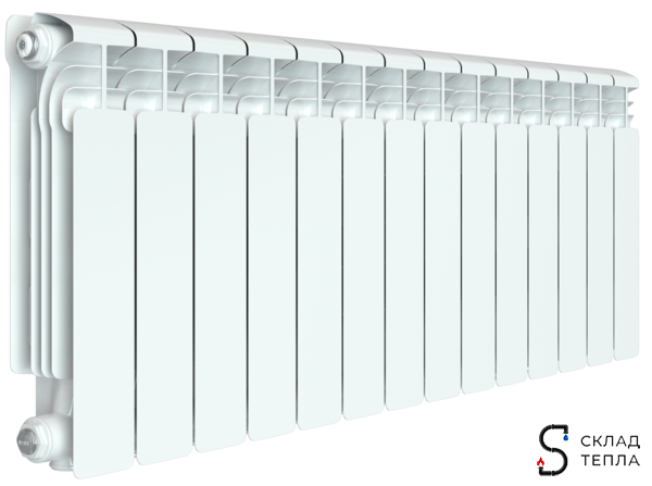Радиатор алюминиевый Rifar Alum Ventil 350 - 14 секций (подключение нижнее слева). Вид 1.