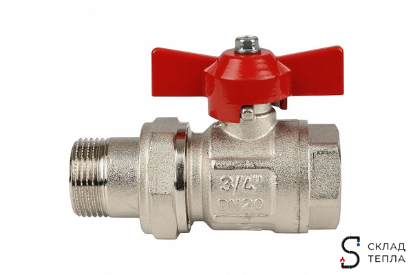 Кран шаровой полнопроходной ITAP IDEAL 098 - 3/4" (ВР/НГ, PN40, Tmax 150°С, ручка-бабочка красная). Вид 5.