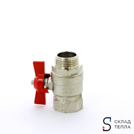 Кран шаровой полнопроходной ITAP IDEAL 093 - 1/2" (НР/ВР, PN50, Tmax 150°С, ручка-бабочка красная). Вид 2.