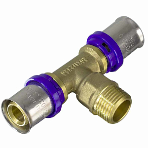 Тройник комбинированный с наружной резьбой TIM - 20 x 1/2" (прессовой, для металлопласт.труб) Тройник комбинированный с наружной резьбой TIM - 20 x 1/2' (прессовой, для металлопласт.труб)