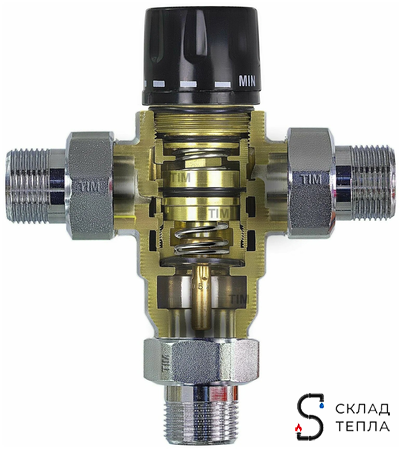 Термостатический смесительный клапан TIM - 1" НР (38°- 60°C). Вид 6.