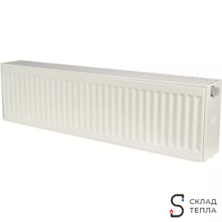 Радиатор стальной KERMI FTV 33 - высота 200 мм, длина 3000 мм с нижним подключением. Вид 1.