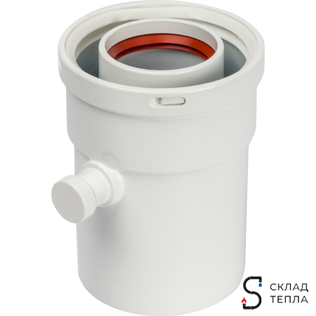 Конденсатосборник вертикальный для коаксиального дымохода STOUT D60/100 мм. Вид 1.