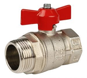 Кран шаровой полнопроходной ITAP IDEAL 093 - 3/4' (НР/ВР, PN40, Tmax 150°С, ручка-бабочка красная)