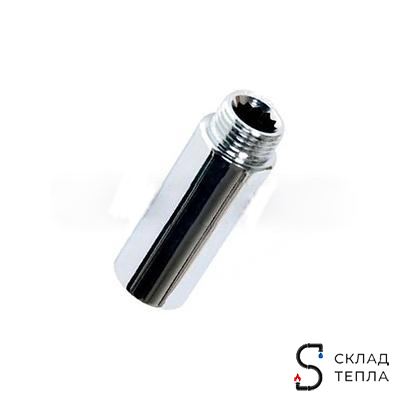 Удлинитель резьбовой TIM - 1" длина 100 мм (НР/ВР, цвет хромированный). Вид 1.