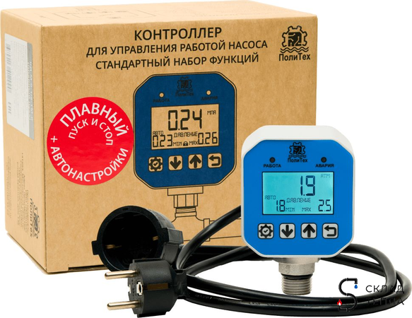 Реле давления электронное ПолиТех стандартное (10 бар, 1/2" НР, с кабелем). Вид 5.