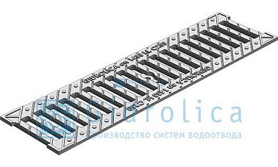 Решетка щелевая чугунная оцинкованная для лотка DN100 Gidrolica 500х136 мм