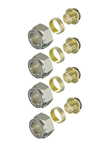 Соединение резьбозажимное TIM - 3/4' для труб из сшитого полиэтилена 16x2,2 (4 шт.)