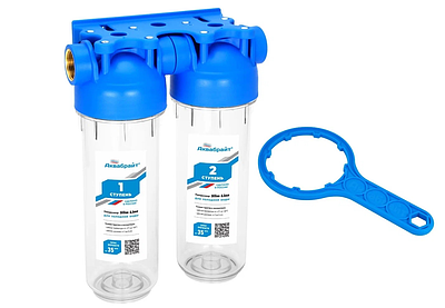 Колба для фильтра Аквабрайт 10'- 3/4' (двойная, картриджи формата SlimLine) 