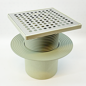 Трап вертикальный регулируемый VALFEX 150х150 с выпуском 110мм (решетка из нерж. стали)