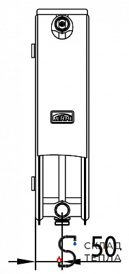 Радиатор стальной KERMI FTV 22 - высота 500 мм, длина 700 мм с нижним подключением. Вид 10.