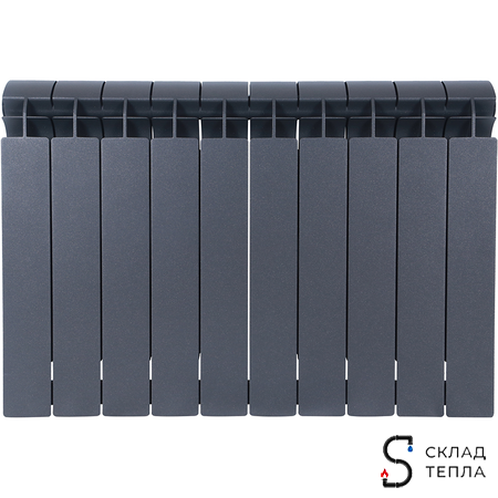 Радиатор биметаллический GLOBAL STYLE PLUS 500 - 10 секций (цвет черный). Вид 3.