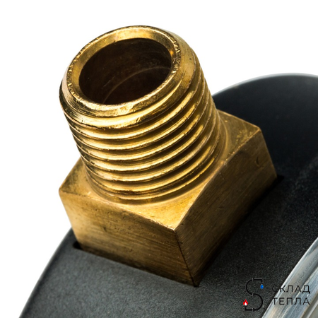 Термоманометр радиальный STOUT - 1/2" (D80 мм, шкала 0-120°C/0-4 бар, с запорным клапаном). Вид 5.