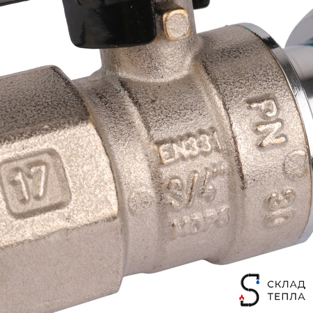 Кран шаровой с накидной гайкой, ВР/накидная гайка, ручка бабочка 3/4"x3/4". Вид 4.