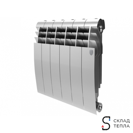 Радиатор биметаллический Royal Thermo BiLiner 350 Silver Satin (Серый)  - 15 секций. Вид 1.