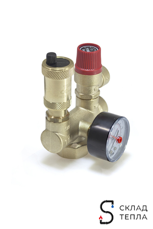 Группа безопасности котла TIM - 1" х 3/4" (до 50кВт, 3 бар). Вид 3.