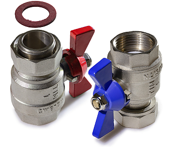 Комплект шаровых кранов с накидной гайкой без термометров Tim M328-4 Комплект шаровых кранов с накидной гайкой без термометров Tim M328-4