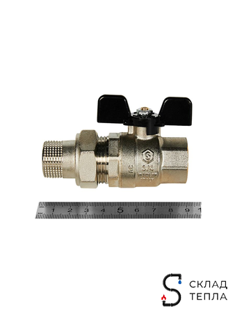Кран шаровой полнопроходной STOUT - 3/4" (ВР/НГ, PN40, Tmax 150°С, ручка-бабочка черная). Вид 4.