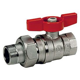 Кран шаровой полнопроходной Giacomini - 1/2' (ВР/НР, PN35, ручка-бабочка красная, с отводом)