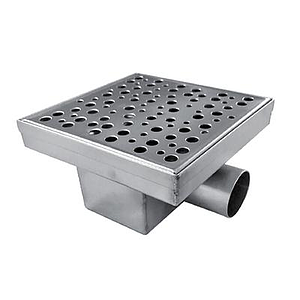 Трап из нержавеющей стали TIM с горизонтальным выпуском 15х15см (под плитку) (гидро+сухой затвор)