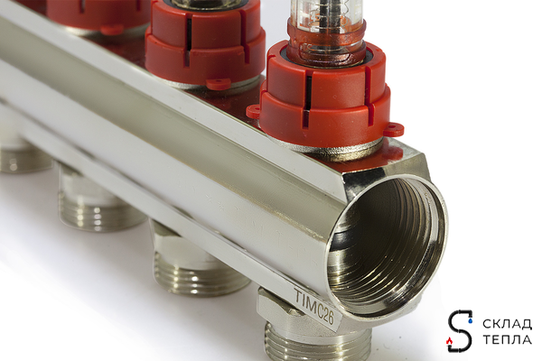 Коллекторная группа с расходомером (ПОЛНЫЙ комплект), 5 выходов. Вид 4.